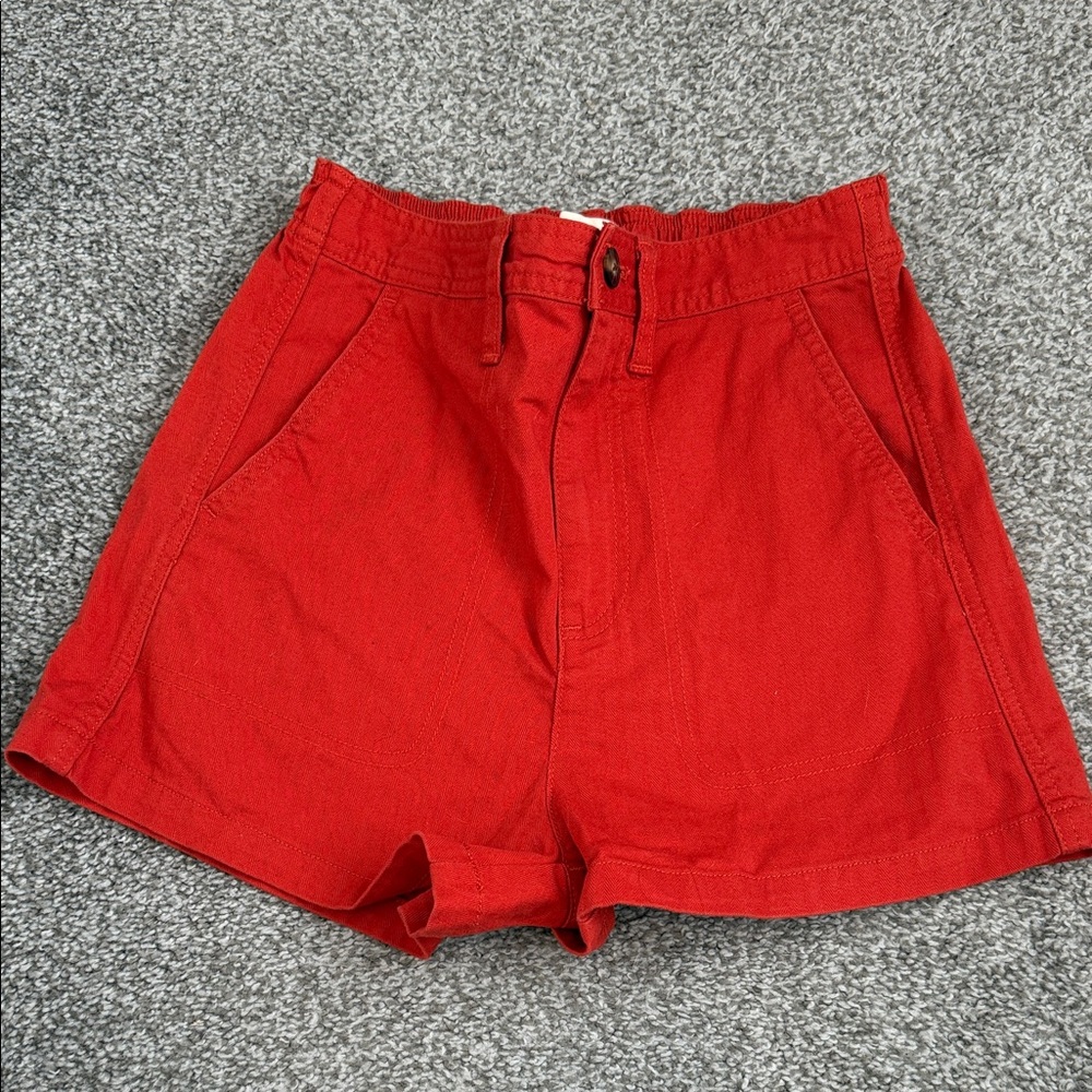 Red High-Waisted Shorts